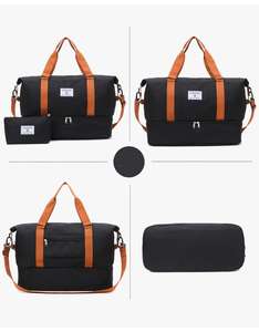 Grand sac de sport extensible imperméable avec fermeture éclair, sac de voyage, sac de sport, sac de yoga, compartiment pour chaussures, sac de voyage portable en nylon pour la nuit - Product Image 6