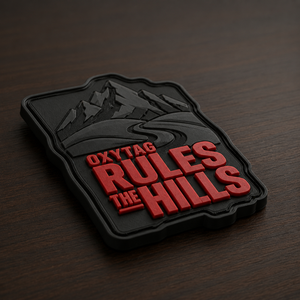 Patch en caoutchouc 3D gaufré Oxytag Rules The Hills, forme irrégulière, à coudre, personnalisable, prix de gros, OEM, patch 2026 - Product Image 1