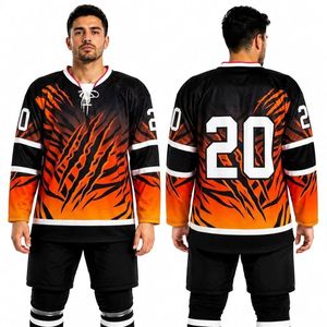 Camisetas de hockey sobre hielo sublimadas, profesionales, de alta elasticidad, con diseño de camuflaje rosa dinámico. - Product Image 2