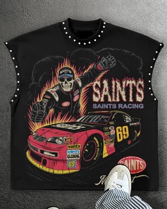 T-shirt surdimensionné à manches courtes personnalisé pour homme, style streetwear vintage, 100% coton - Product Image 4