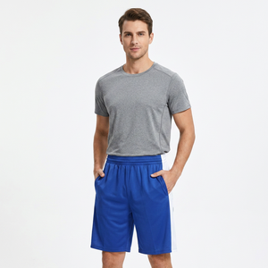 Men's Blue White Quick Dry Polyester Sport <b>Shorts</b> Mid Waist Elastic Band <b>Bermuda</b> Length - Product Image 5