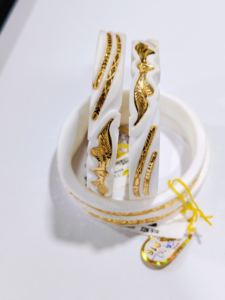 22K Solid Gold Vintage Trendy White Conch <b>Shell</b> Bangle Women Traditional Bengali Bridal Wedding Jewelry BIS Certified Authentic - Product Image 5