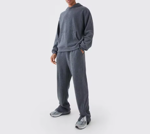 ชุดเสื้อฮู้ดดี้และกางเกงวอร์มสีพื้นสำหรับผู้ชาย – ชุดลำลองทรงหลวมใส่สบายสำหรับสวมใส่ทุกวัน - Product Image 1