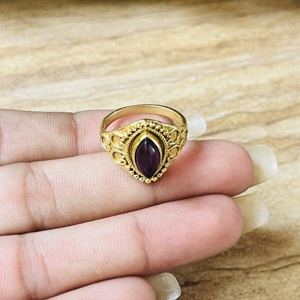 Anillo de Latón con Diseño Vintage Favorito del Comprador, Textura de Filigrana, Chapado en Oro, Anillo de Amatista, Estilo Tribal Bohemio, Anillo Ornamentado al por Mayor para Mujer - Product Image 4