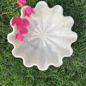 Luxury Blossom Shaped <b>White</b> <b>Marble</b> Bowl Decorative Fruit Holder Multi-Functional Modern <b>Table</b> Stylish Home Decor Ramadan Diwali - Product Image 1