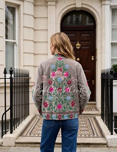 Damen Blumen-Bestickter Gewebter Samt Winter/Frühling Umweltfreundlicher Atmungsaktiver Handgefertigter Suzani-Stil Offene Vorderseite Boho Ethnische Baumwolle - Product Image 5