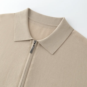 Camiseta Polo Personalizada de Moda Casual de Algodón, Tejido Personalizado, Corte Ajustado, con Cierre de Cremallera, Camiseta de Punto para Hombre - Product Image 4