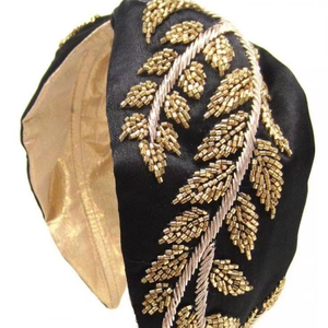 Diadema de Lujo de Diseñador 2026 de Satén con Flores Bordadas y Cuentas, Anudada, para Mujer - Product Image 1