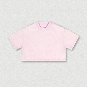 T-shirt court délavé pour femme, style vintage, manches courtes, en coton, coupe oversize, streetwear, décontracté, tendance - Product Image 3