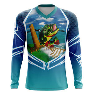 Camisetas de Pesca Sublimadas Personalizadas para Torneos, Diseño Moderno, Gris, Manga Larga, Secado Rápido, para Caza en Invierno, Resistentes a los Rayos UV - Product Image 1