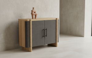 Aparador Moderno de Roble Macizo con 2 Puertas y Puertas de MDF, Almacenamiento Ecológico para Sala de Estar - Product Image 3