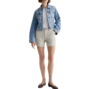 เสื้อแจ็คเก็ตครอปทรงทรัคเกอร์สำหรับผู้หญิง ผ้ายีนส์ฟอกผสมสแปนเด็กซ์/คอตตอน 180 กรัม สำหรับฤดูใบไม้ร่วง/ฤดูหนาว/ฤดูร้อน ดีไซน์หรูหรา รับผลิตแบบ ODM ขายส่งจากโรงงาน - Product Image 4