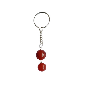 Llavero de cristal de alta calidad, cuentas redondas de cornalina roja, llavero de piedra natural, regalos para mujeres, venta al por mayor - Product Image 1