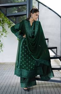 Conjunto de Traje Palazzo de Tres Piezas con Bordado Georgette Premium, Sin Arrugas y Elástico, para Mujer, Top Largo y Pantalón Palazzo a Juego - Product Image 2