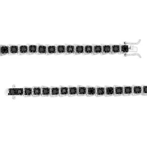 White Round Moissanite Black Diamond <b>Bracelet</b> & <b>Bangle</b> Round in 18K White Gold Cut Jewelry - Product Image 3