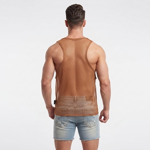 Débardeur en maille transparente pour hommes – Collection été tendance – Gilet en maille ultra-fine pour hommes – Vente en gros - Product Image 2