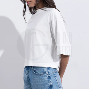 Camiseta Corta de Verano para Mujer, Ajustada, Transpirable, Informal, Blanca, Lisa - Product Image 3