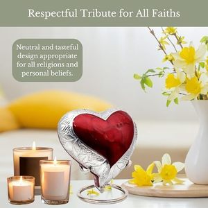 Executive Aluminum Heart <b>Memorial</b> Cremation <b>Keepsake</b> Urn Ash Tribute Holder Featuring Decorative Secure Top Closure - Product Image 4