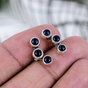 Natural Black Onyx Smooth Round Shape Loose Gemstone Boho Style <b>Earrings</b> 925 Sterling Silver <b>Fine</b> Fashion Jewelry for Women - Product Image 4