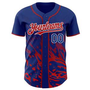 Nouvelle arrivée, maillot de baseball bleu et rouge, boutons intégrés, 160 GSM polyester, couleurs personnalisées, tailles XS-7XL, sublimation, broderie, chemise de sport - Product Image 2