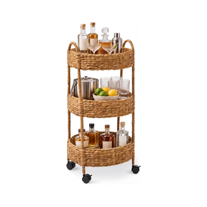 Carrito de Almacenamiento y Organización de 3 Niveles, Tejido con Jacinto de Agua de Alta Calidad, con Ruedas, para Guardería, Utilidad y Servicio, de Vietnam - Product Image 2