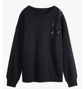 Llegada moda estampado Mujer manga larga Casual pulóver sudadera 100% algodón polar lavado a la piedra forrado invierno - Product Image 1