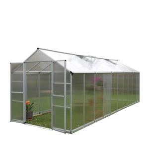 เรือนกระจกทางการเกษตรกรอบอลูมิเนียมขนาด8 'x 20' มีแผ่นโพลีคาร์บอเนตป้องกันรังสียูวีขนาด4มม. TMG-GH820 - Product Image 1