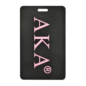 AKA Black Luggage <b>Tag</b> Black PVC Travel Bag <b>Tag</b> with Pink Lettering <b>ID</b> Address Card Holder Suitcase Travel Accessory for Women - Product Image 1