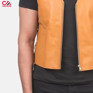 Chaleco de Cuero Marrón para Hombre con Cuello en V, Transpirable, de Secado Rápido, Ropa Exterior Informal para Invierno, Servicio OEM Disponible - Product Image 6