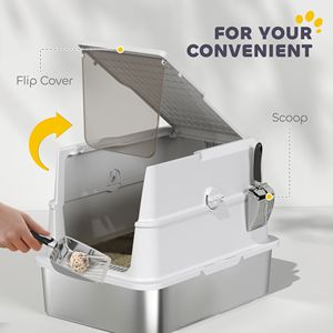 Stainless Steel Enclosed Litter <b>Box</b> for <b>Cats</b> Easy Clean Large Capacity Eco-Friendly Cute Design Made PP ABS No Shipments - Product Image 5