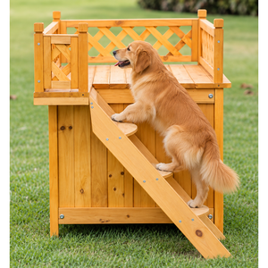 Casa de Madera para Perros con Plataforma Elevada en el Techo y Escalera - Product Image 5