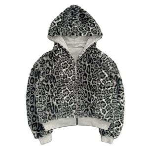 Sweat à capuche oversize réversible double face en polaire d'hiver anti-rétrécissement, imprimé léopard, 100 % coton, design uni personnalisé pour - Product Image 5