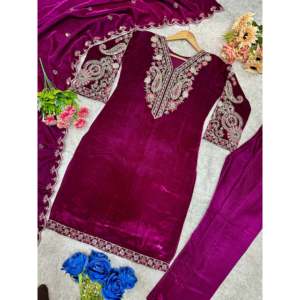 Hermosa ropa de fiesta para mujer Top Bottom Dupatta Set con bordado Work - Product Image 3