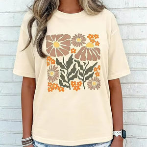 Camiseta de Mujer con Logotipo Personalizado, Estampado Gráfico, Corte Holgado Informal, Fabricada por OEM, 100% Algodón, 240 GSM, Opción de Varios Colores, Hombros Caídos - Product Image 1