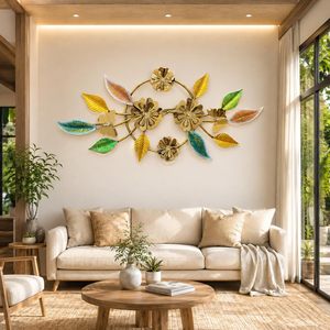 Décoration murale en métal floral, panneau mural décoratif avec fleurs et feuilles pour salon, chambre à coucher, entrée - Product Image 3