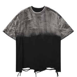 Camiseta de Moda para Hombre, Rayas, Poliéster/Algodón, Oversize, Ecológica, con Estampado Serigrafiado, Cuello Redondo, Manga Corta, Venta al Por Mayor, Personalizable - Product Image 1