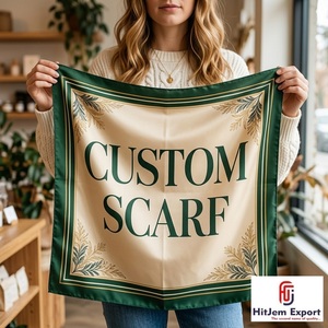 Écharpe carrée contemporaine imprimée sur mesure, toucher soyeux, châle de mode, service de fabrication textile OEM ODM sous marque privée - Product Image 1