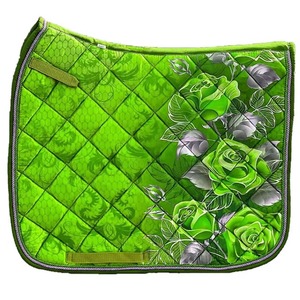 Almohadilla de Silla de Montar Acolchada Verde con Patrón de Rosas, Material de Poliéster, para Doma Clásica y Salto Ecuestre, Servicio OEM Disponible - Product Image 2