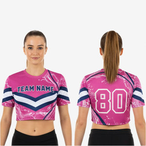 Haut court personnalisé à manches longues pour femme, coupe ajustée, uniforme de pom-pom girl, sublimation de haute qualité, doux et respirant, haut de danse pour pom-pom girl - Product Image 4
