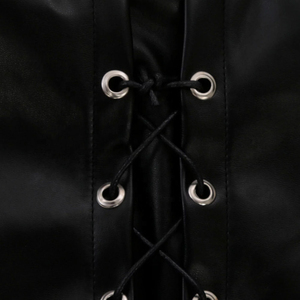 Minifalda de Cuero Sintético de Cintura Alta para Mujer, con Cordones Laterales, Estilo Sexy para Club, para Usar en Todas las Temporadas - Product Image 6