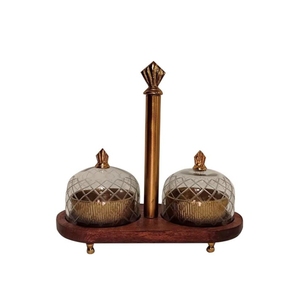 Ensemble de 3 plateaux de service en métal floral pour fruits secs, bols à snacks en or, plateau de luxe pour la décoration de table, cadeau - Product Image 2