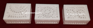 Caja de Joyería de Mármol Blanco Tallado con Diseño Floral, Forma Rectangular, Ideal para Regalos Empresariales y Decoración del Hogar - Product Image 4