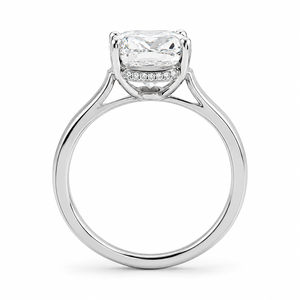 Anillo de Compromiso Solitario de Diamante Cultivado en Laboratorio con Corte Radiante de Lujo, Oro Blanco de 18K, Halo Oculto, Anillo de Boda Personalizado - Product Image 3