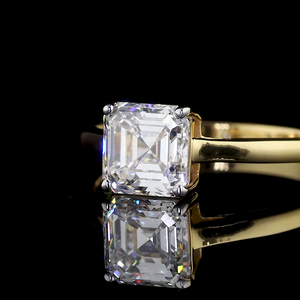 Bague de fiançailles et d'anniversaire en or jaune 14 carats avec diamant de laboratoire certifié IGI, taille Asscher, 3 carats, D VVS2, solitaire - Product Image 3