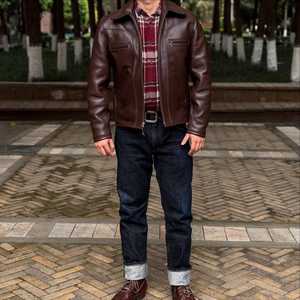 High Street 100% Genuine Leather <b>Jacket</b> Slim Fit Satin Lining Zipper Closure Turndown Collar Breathable Winter Windproof <b>Jacket</b> - Product Image 4