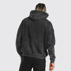 Sweat-shirts d'hiver pour hommes sur mesure 450 GSM, logo brodé, épaules tombantes, coupe oversize, grammage lourd, 100% coton, finition délavée à la pierre - Product Image 2