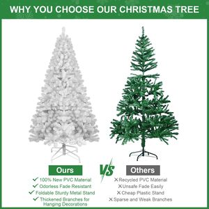 Albero di Natale Artificiale Bianco Non Illuminato di 2,13 m con 1064 Punte di Rami Pieghevoli per Decorazioni Natalizie da Esterno - Product Image 5