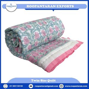 Couette classique réversible en coton imprimé à la main avec motif floral, taille double, rose, en coton, pour toutes les saisons, décoration intérieure à prix de gros - Product Image 2