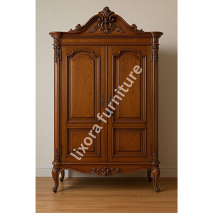 Luxury Handcrafted Solid Wood 2 Door <b>Wardrobe</b> Ornate Victorian Carving Premium Finish Armoire - Product Image 5