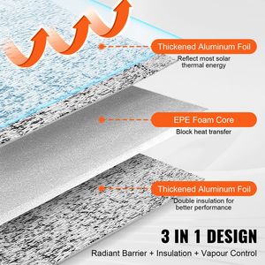 Barriera Termica Riflettente a Doppio Strato 3,2 mm 24 X 25 ft, Isolamento in Schiuma EPE con Foglio di Alluminio su Entrambi i Lati per Applicazioni su Tetti - Product Image 2